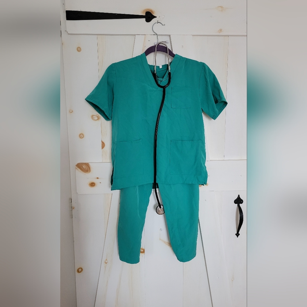 Girls Teal Scrub Set with Stethoscope